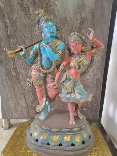 BRASS RADHA KRISHNA HAND PAINTED